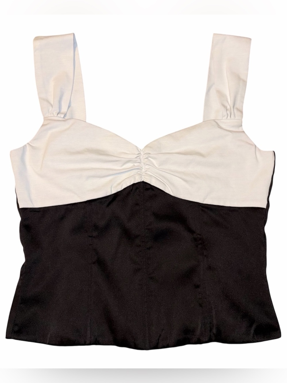 Edikted Leandre Contrast Satin Effect Top, Medium, Black White